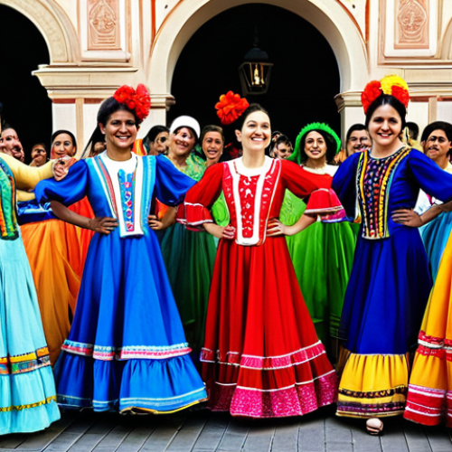 Home 10 Jadoo and Friends at a Fiesta**
"Jadoo and her friends, Mina and others, are celebrating at a vibrant Fiesta in a colorful plaza, fully clothed in traditional Spanish attire like flamenco dresses, appropriate content, safe for work. Perfect anatomy, correct proportions, natural pose, well-formed hands, proper finger count, natural body proportions, professional illustration, bright and cheerful atmosphere, high quality, family-friendly."
**