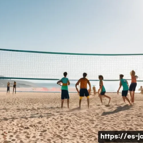 안녕자두야와 비슷한 만화 애니메이션 - **A sunny day at a beach volleyball game**:
    *   "A vibrant, wide shot of a beach volleyball game...