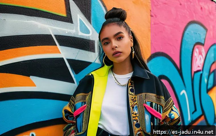 안녕자두야 캐릭터의 성장 과정 - A vibrant urban fashion photoshoot featuring a young female artist inspired by Anny Jadu’s style, we...